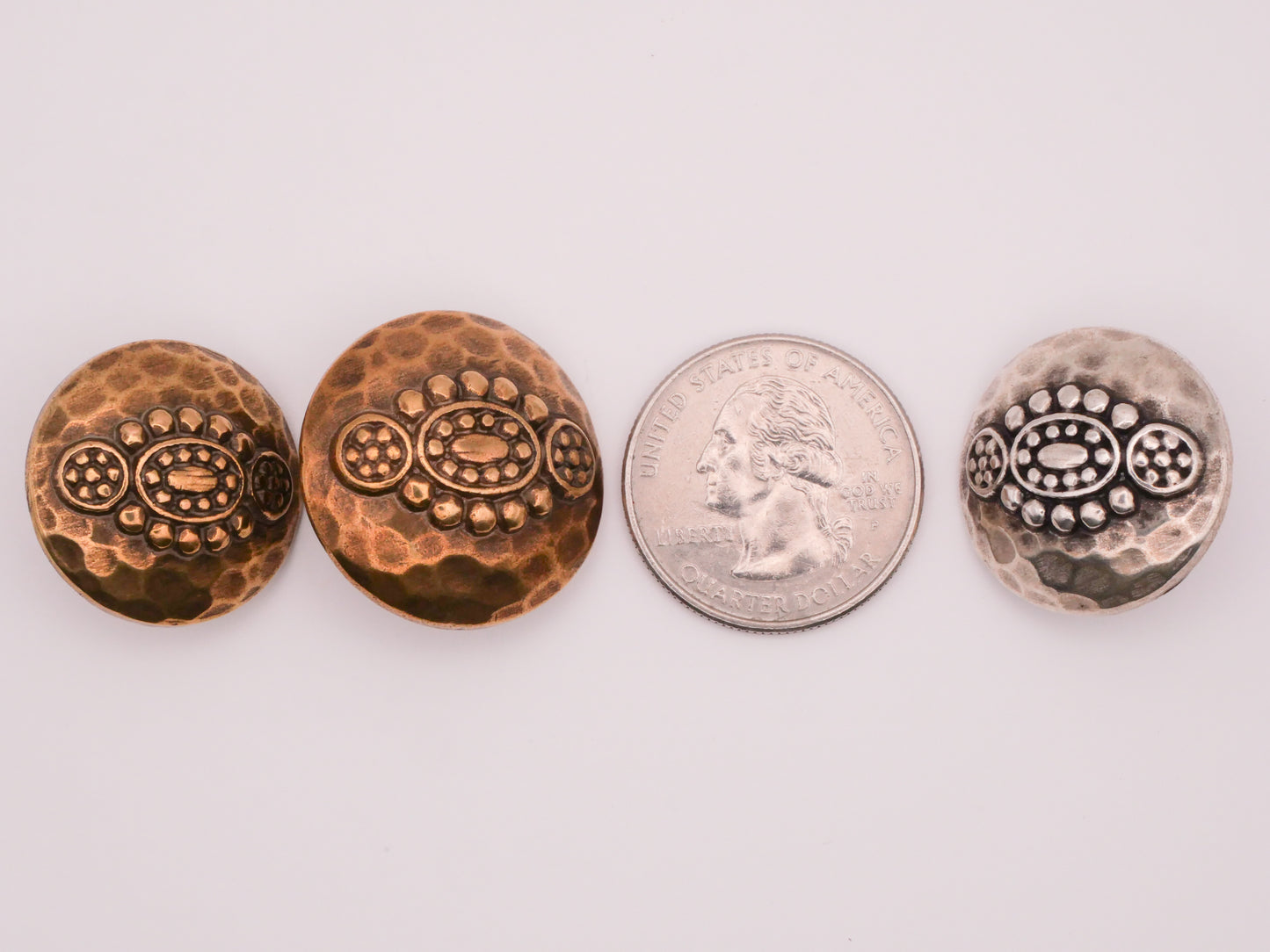 Hammered Design Gold Silver Metal Button Various 23-25mm