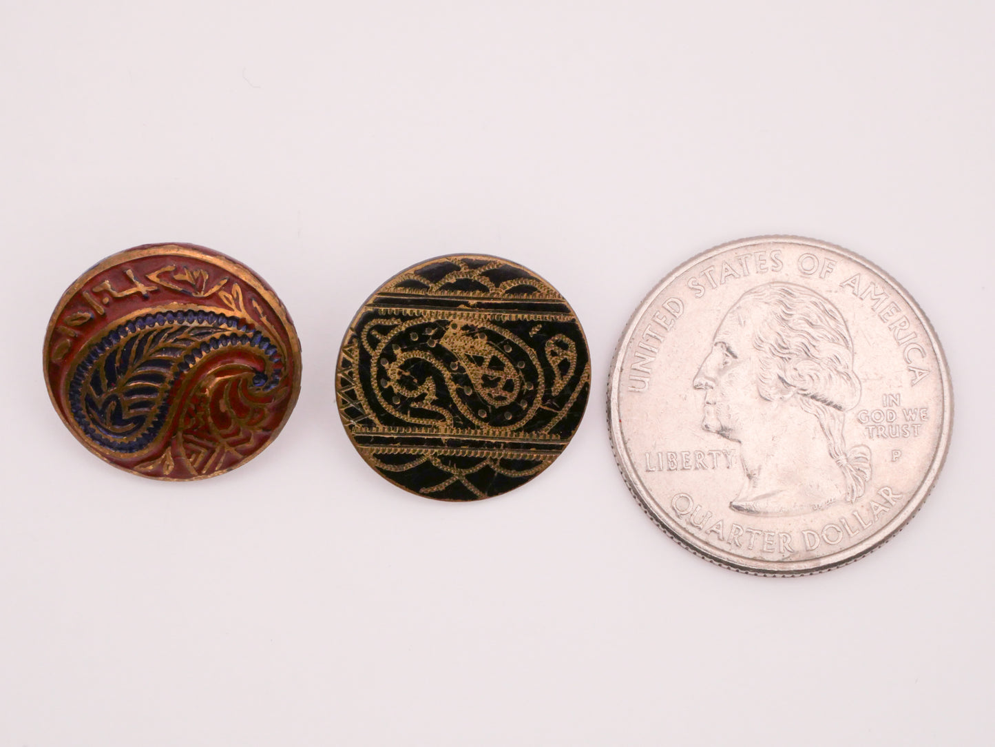 Paisley Enamel Black Lacquer Metal Button Various 18mm