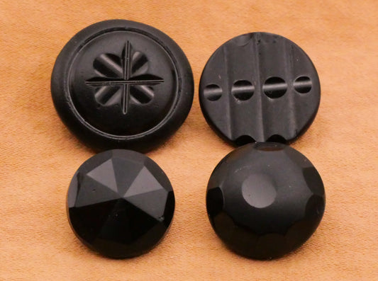 Black Glass Matte Shiny Vintage Button Various 13-18mm