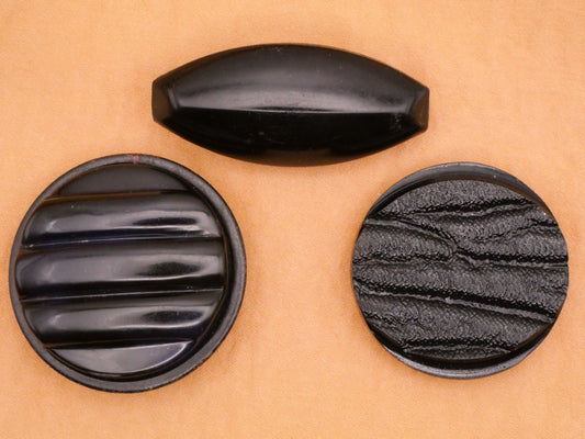 Celluloid Black Sculptural Vintage Early Plastic Large Button Various 20-45mm