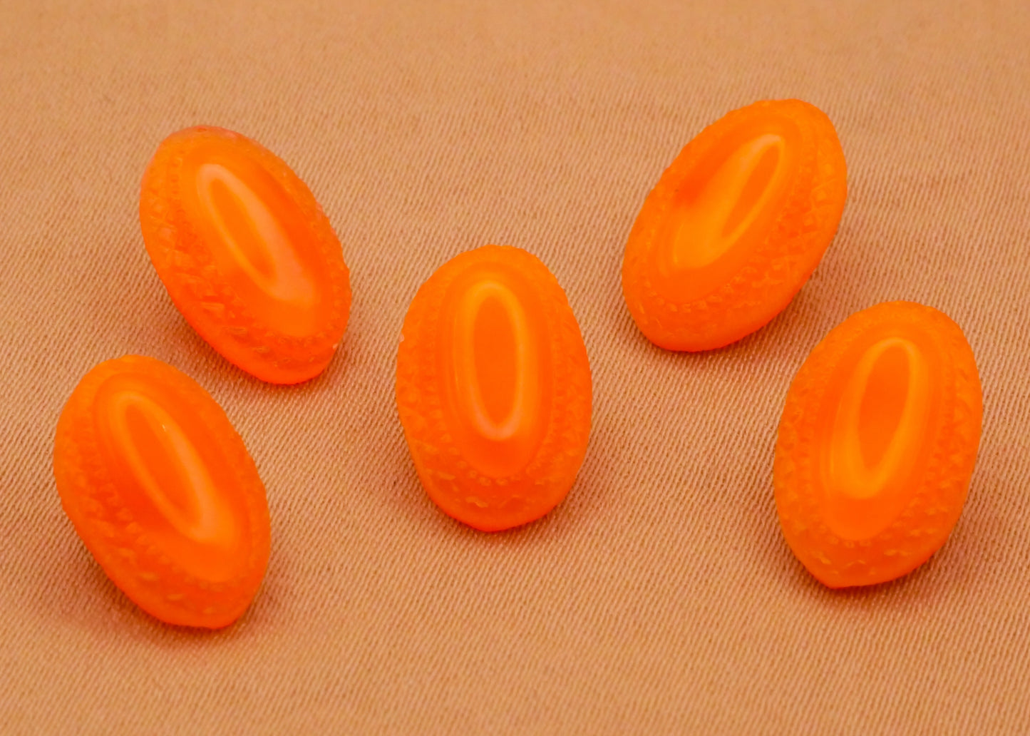 Orange Oval Frame Vintage Glass Button 9x13mm