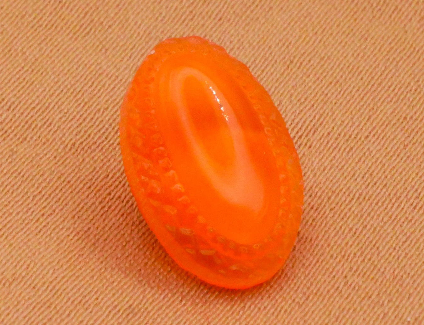 Orange Oval Frame Vintage Glass Button 9x13mm