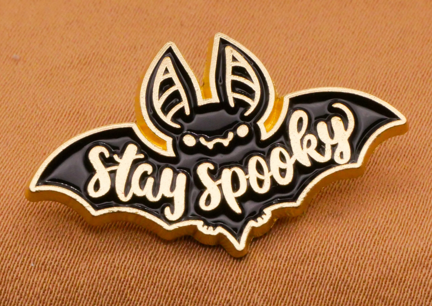 Bat Stay Spooky Verbal Enamel Metal Button 18x30mm