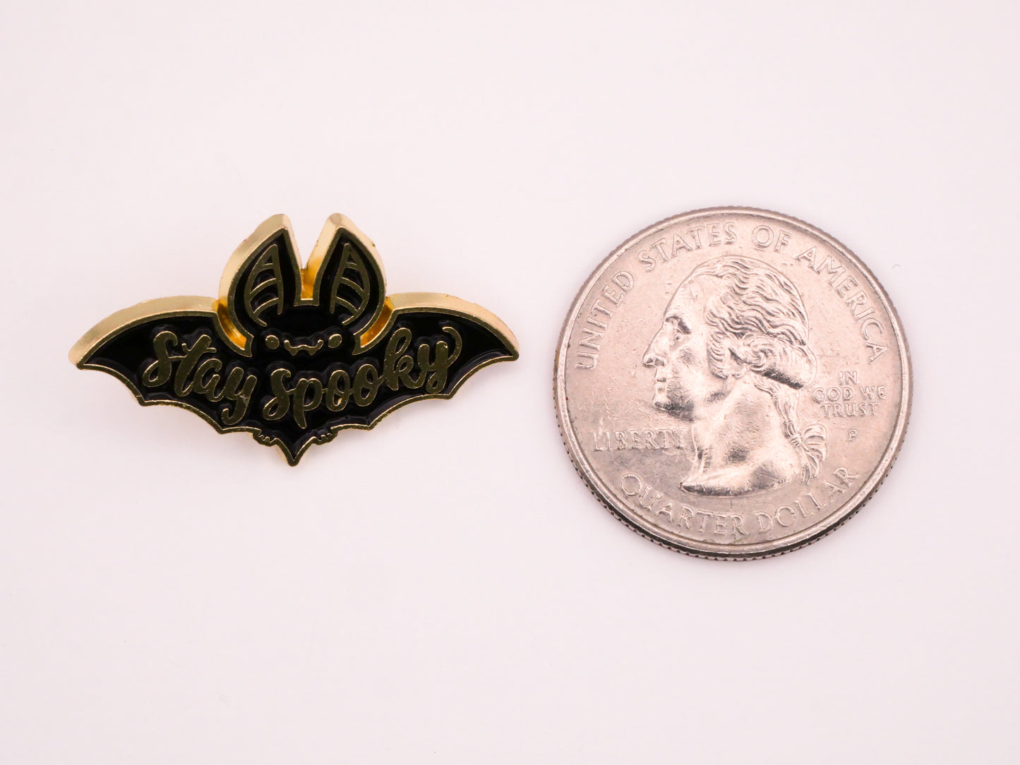 Bat Stay Spooky Verbal Enamel Metal Button 18x30mm