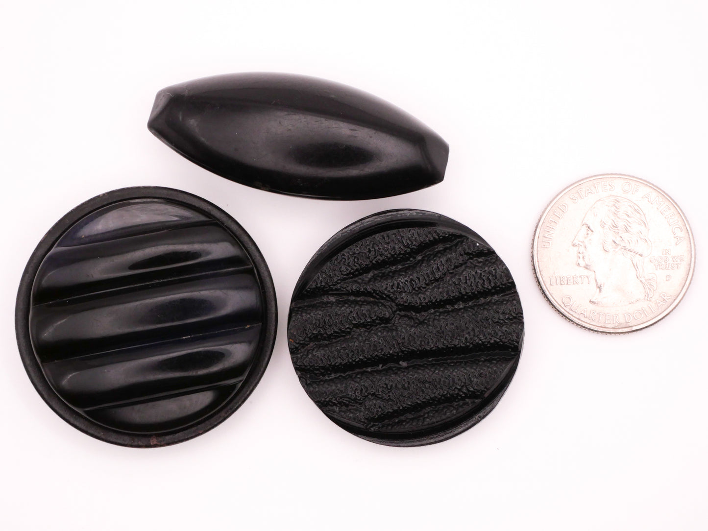 Celluloid Black Sculptural Vintage Early Plastic Large Button Various 20-45mm