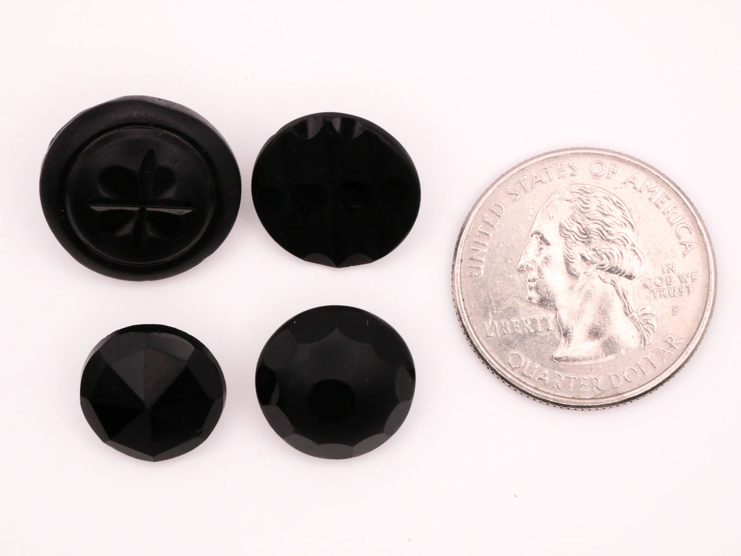 Black Glass Matte Shiny Vintage Button Various 13-18mm