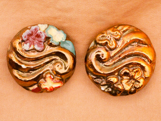 Art Nouveau Swirl Flowers Plaster Vintage Button Various 30mm