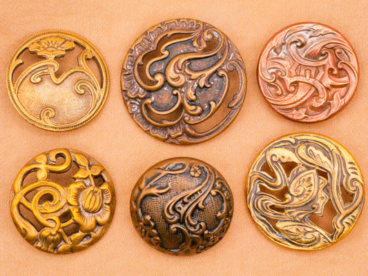 Art Nouveau Flower Buckle Metal Button Various 22-28mm