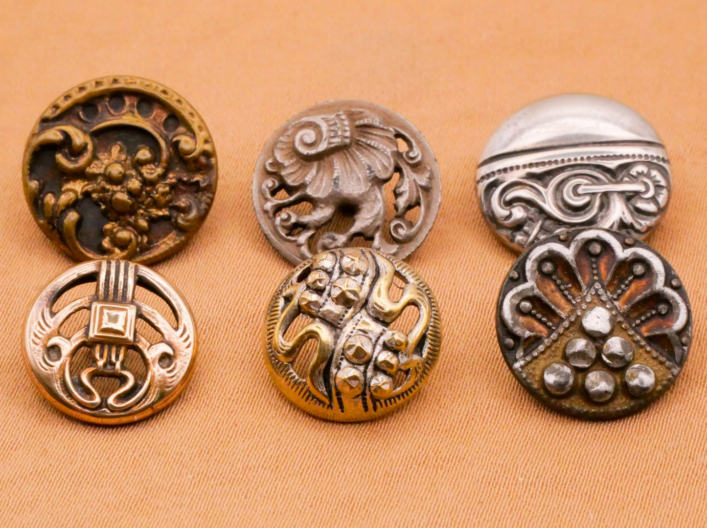 Art Nouveau Scrolls Steel Cut Look Antique Metal Button Various 13-15mm