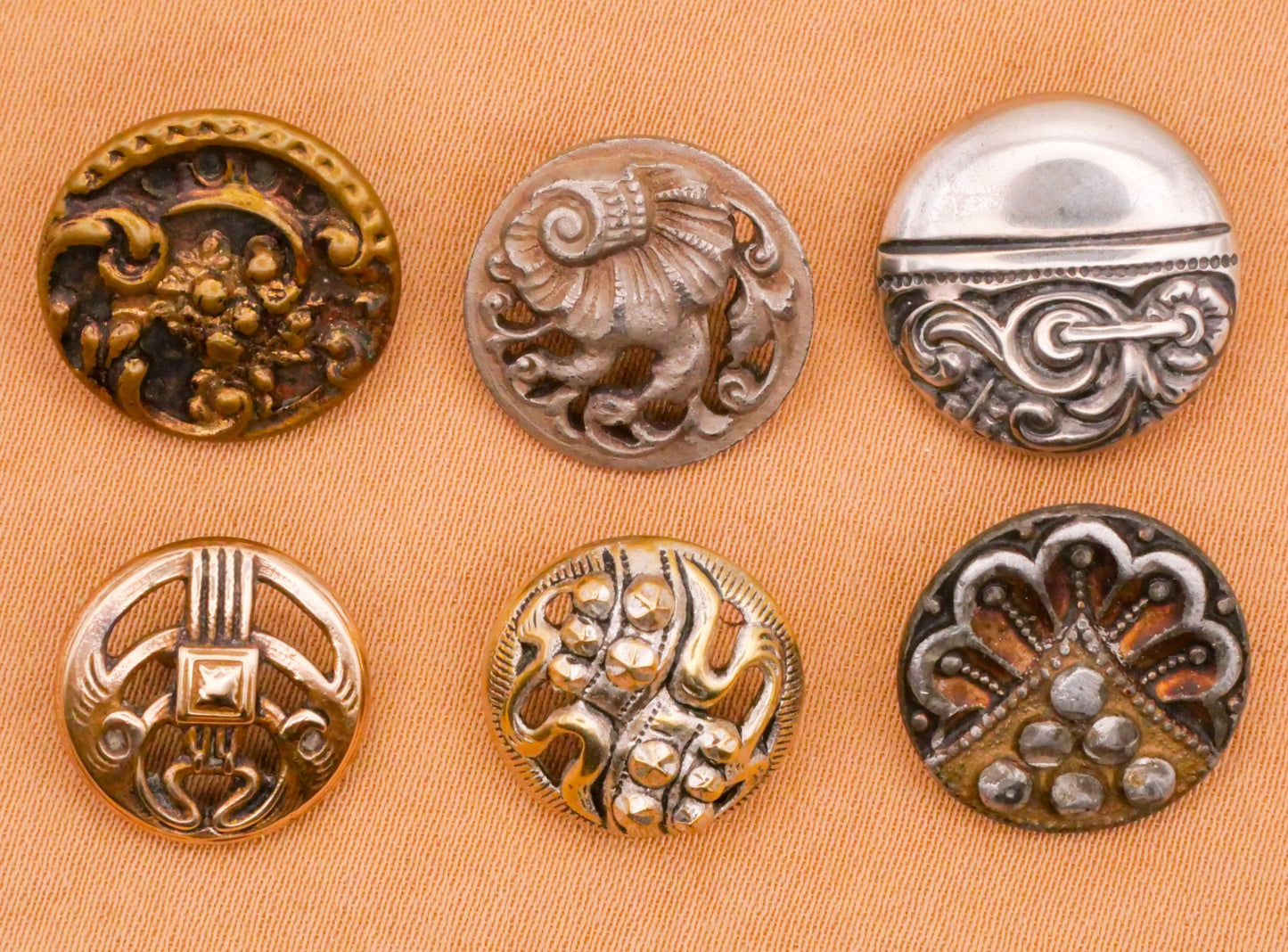 Art Nouveau Scrolls Steel Cut Look Antique Metal Button Various 13-15mm