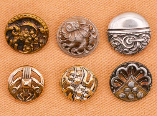 Art Nouveau Scrolls Steel Cut Look Antique Metal Button Various 13-15mm