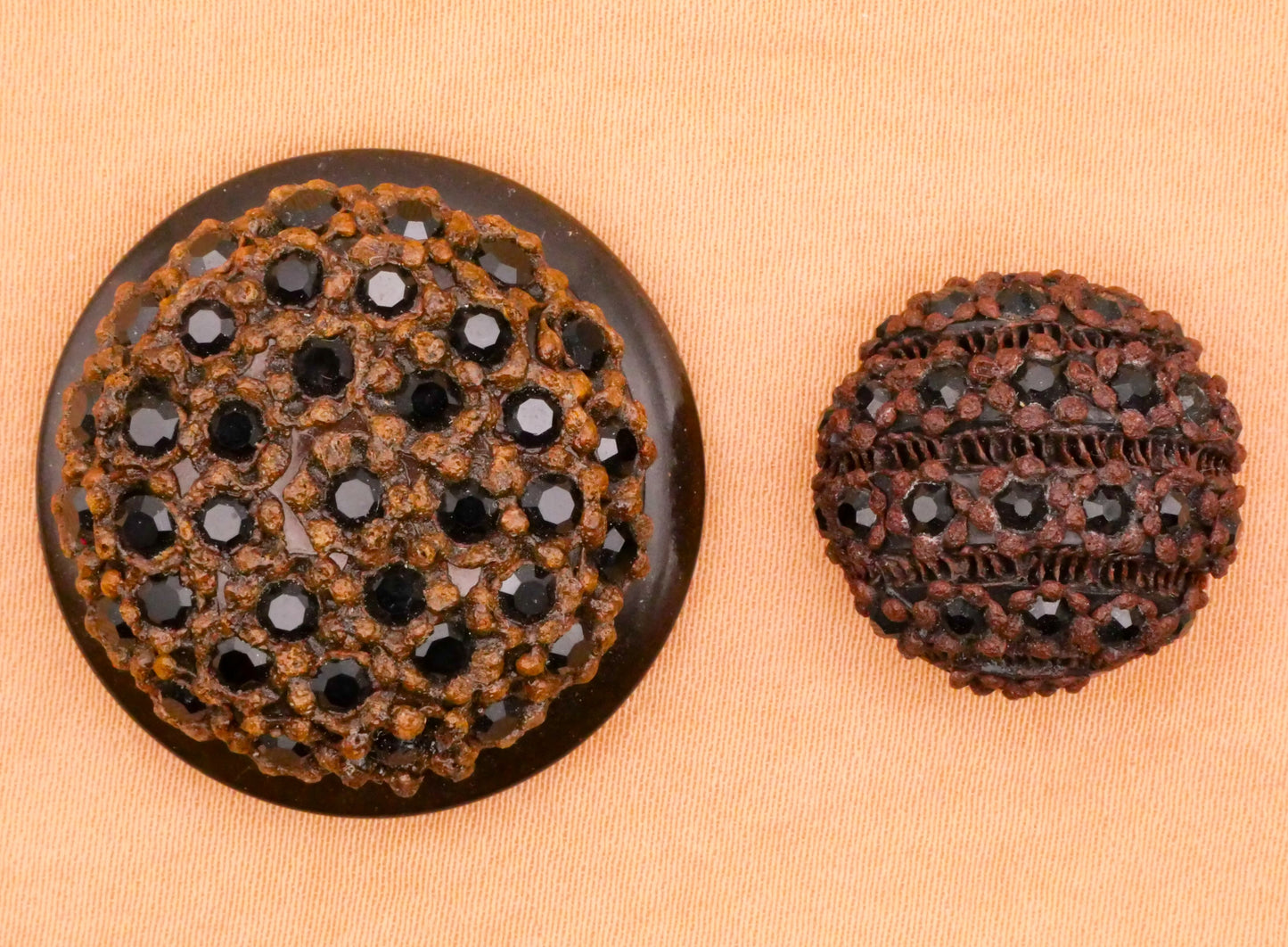 Couture Brown Hot Tool Black Rhinestone Vintage Button Various 19-30mm