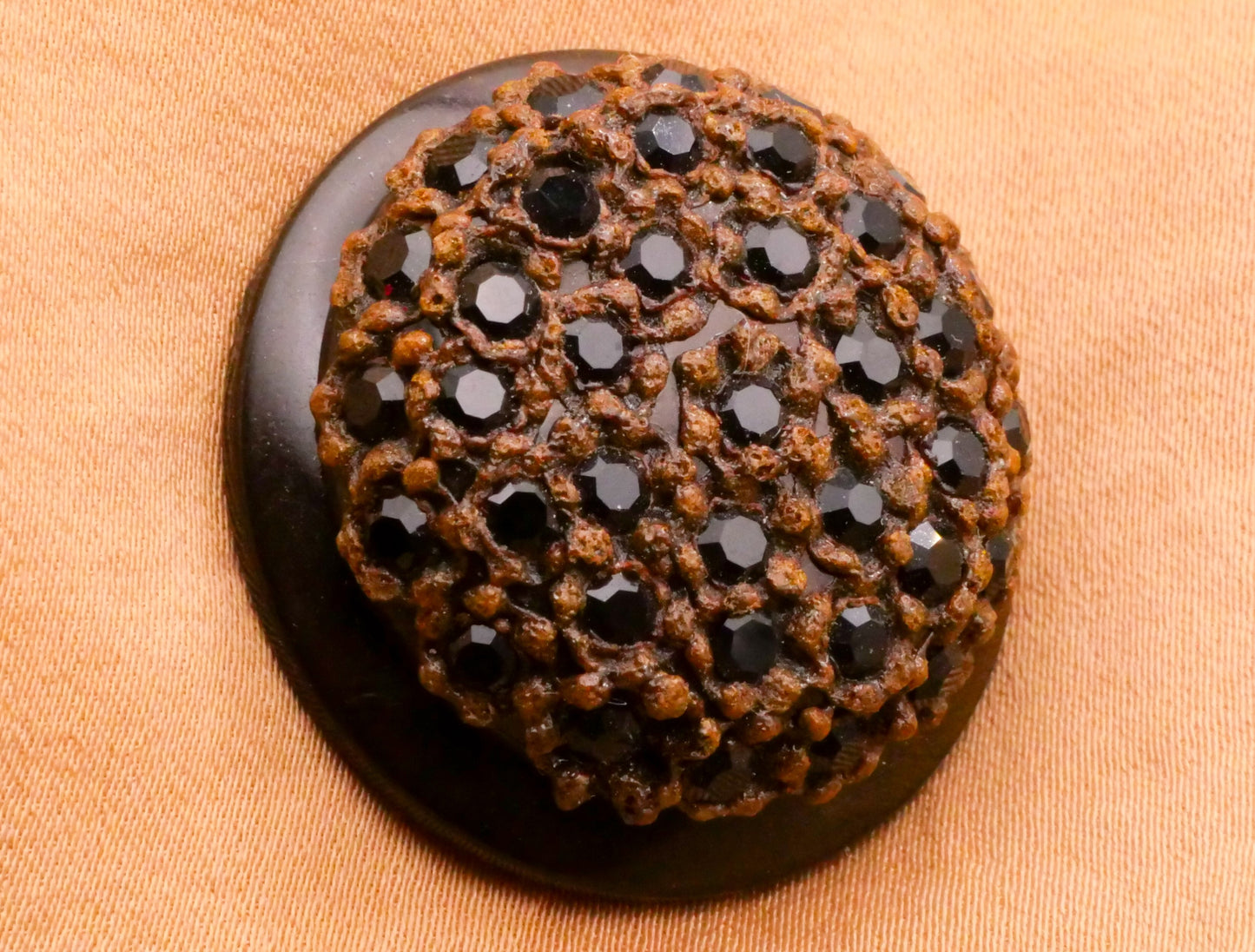 Couture Brown Hot Tool Black Rhinestone Vintage Button Various 19-30mm