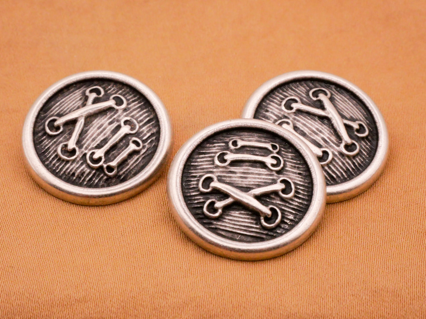 Corset Stitching Antiqued Silver Metal Button 23mm