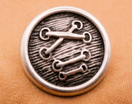 Corset Stitching Antiqued Silver Metal Button 23mm