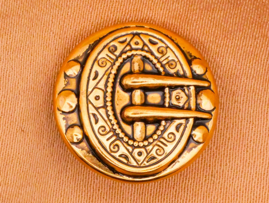 Buckle Steel Cut Look Gold Metal Button 15mm