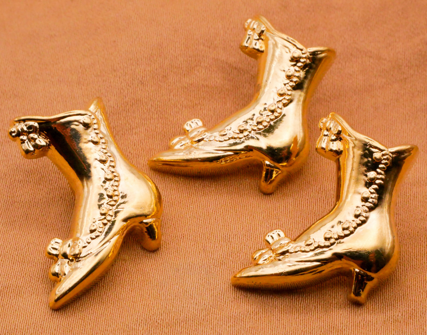 Shoe Button Up Boot Gold Plastic Button 18x24mm