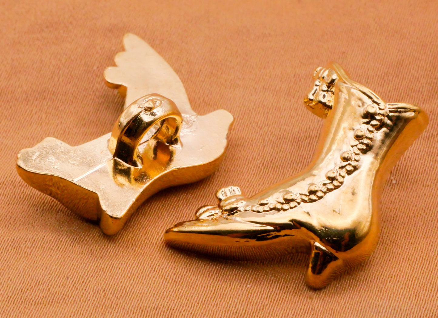 Shoe Button Up Boot Gold Plastic Button 18x24mm