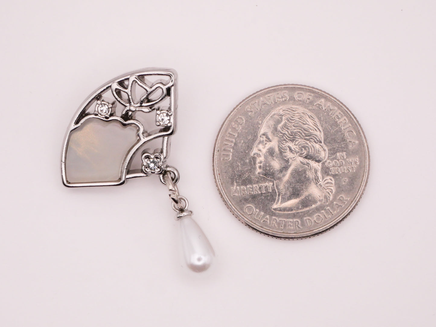 Fan Butterfly Moveable Pearl Teardrop Metal Button Various 25x34mm