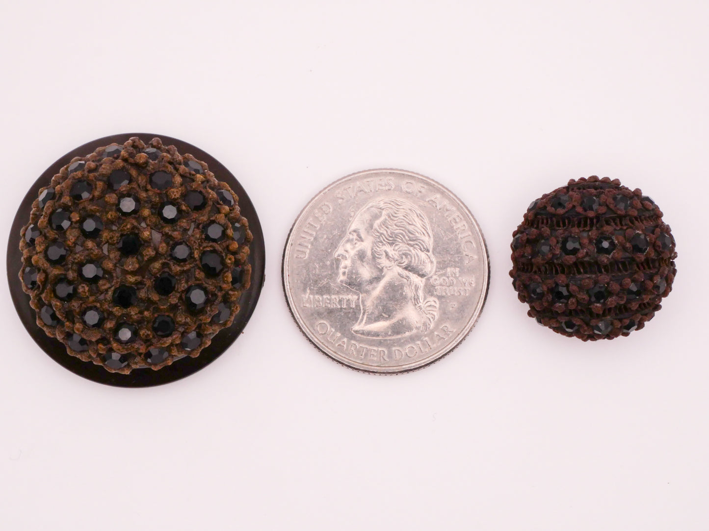 Couture Brown Hot Tool Black Rhinestone Vintage Button Various 19-30mm