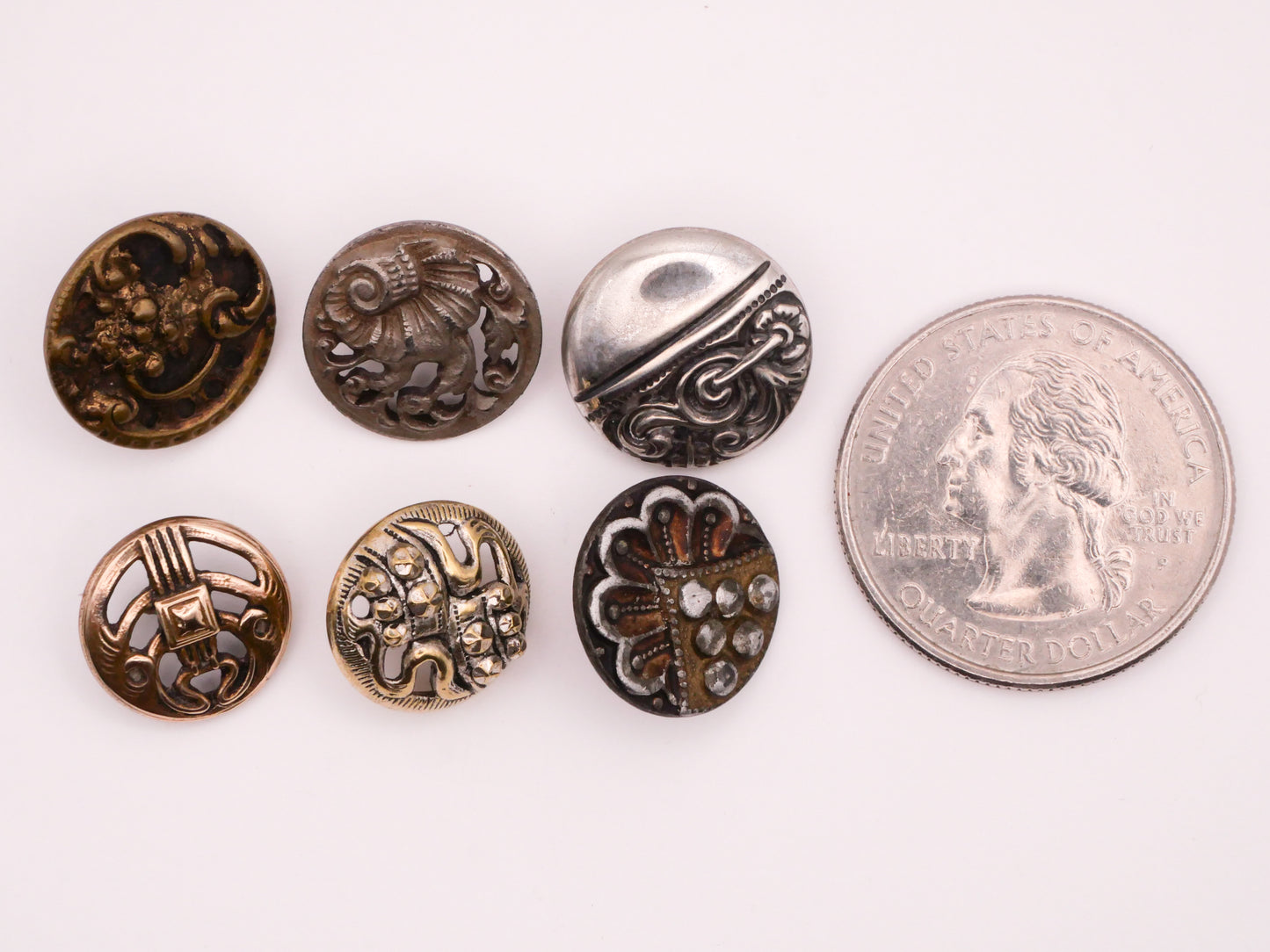 Art Nouveau Scrolls Steel Cut Look Antique Metal Button Various 13-15mm