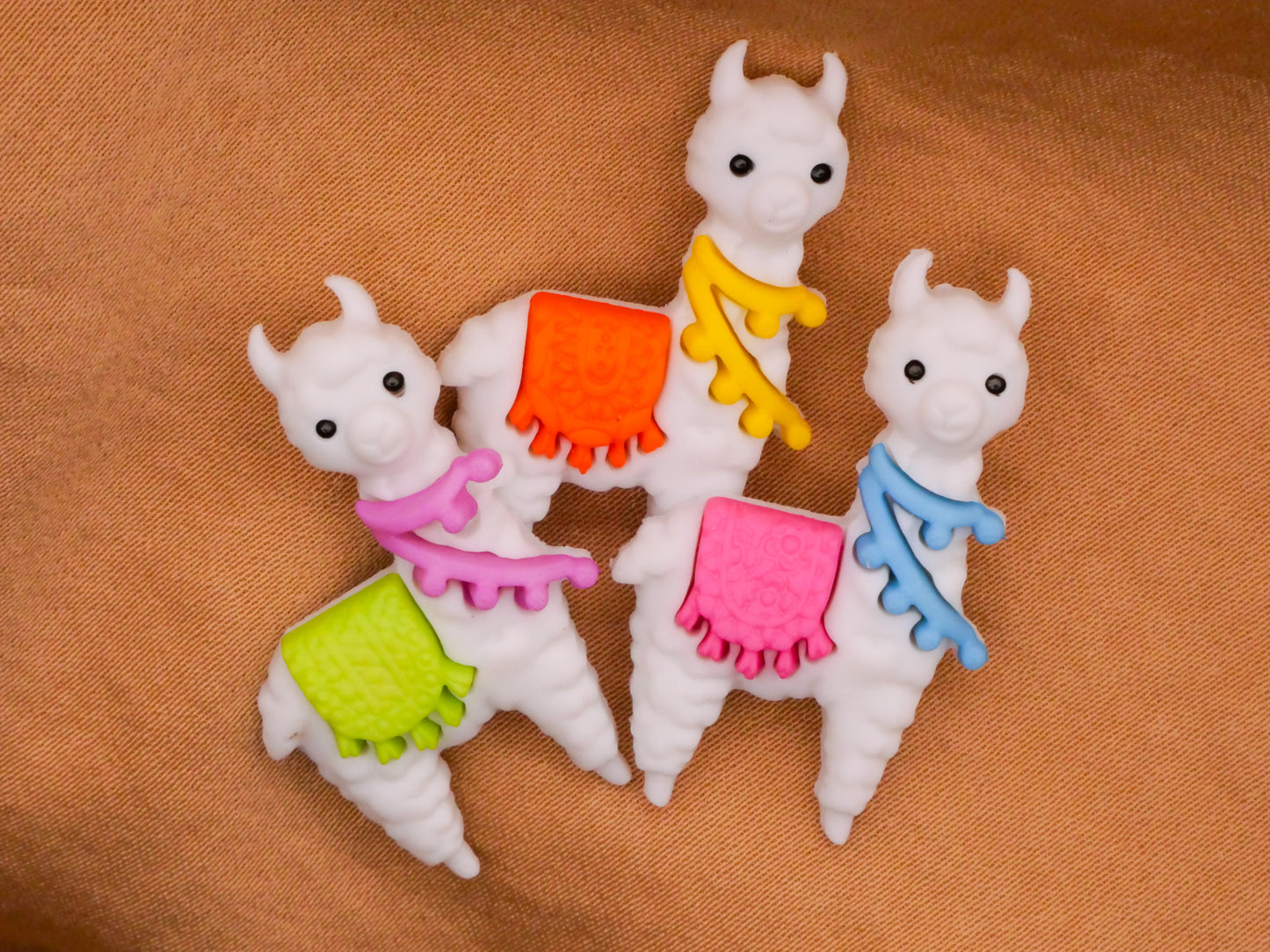 Llama Alpaca Colorful Plastic Set of Three Buttons 20x32mm