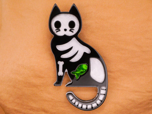 Skeleton Cat Fish Large Acrylic Plastic Button 35x71mm