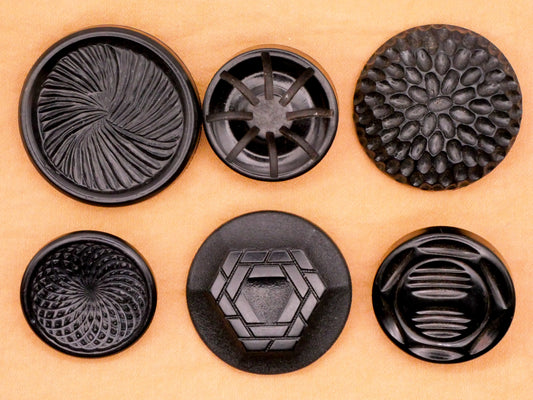 Carved Look Texture Mandala Geometric Vintage Black Plastic Button Various 27-37mm