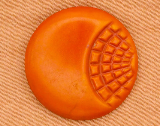 Spider Web Orange Celluloid Early Plastic Button 27mm