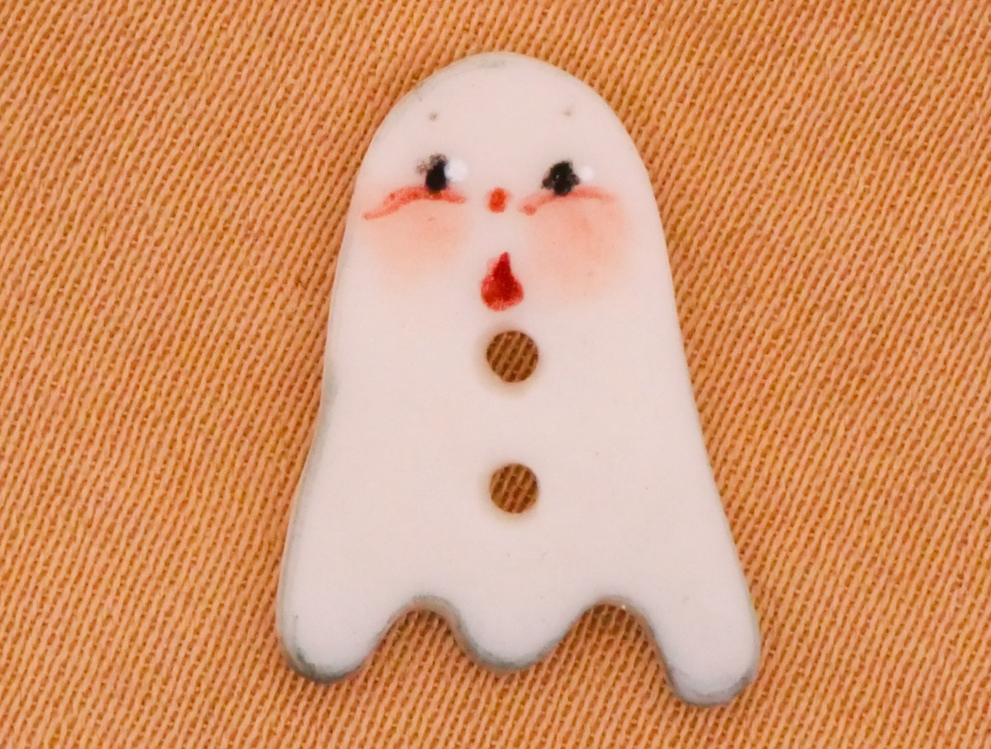 Ghost Blushing Hand-Painted Porcelain Ceramic Button 12x16mm