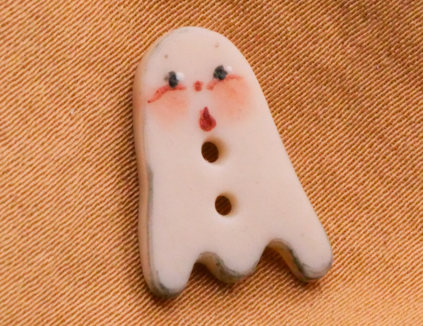 Ghost Blushing Hand-Painted Porcelain Ceramic Button 12x16mm