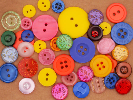 Colorful Plastic Assorted Set of Forty Buttons 10-25mm