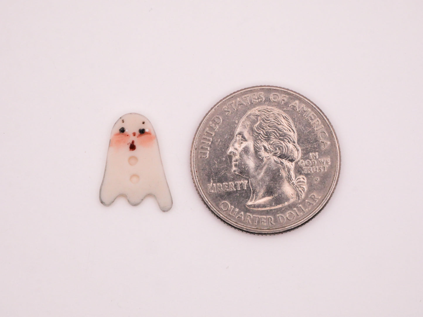 Ghost Blushing Hand-Painted Porcelain Ceramic Button 12x16mm