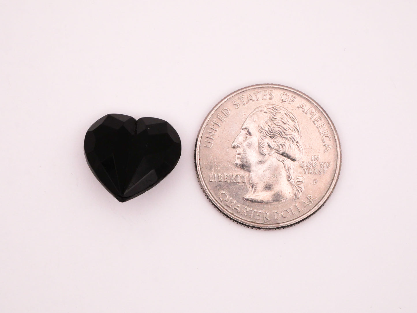 Heart Black Faceted Glass Vintage Button 16mm