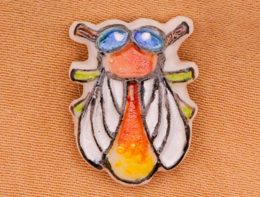 Fly Detailed Hand-Painted Porcelain Ceramic Button 13x17mm