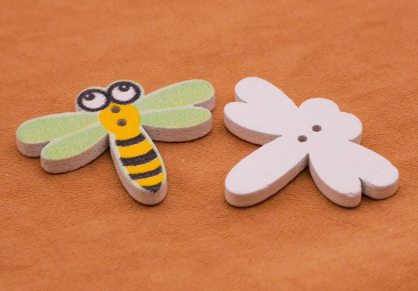 Dragonfly Colorful Wood Assorted Set of Ten Buttons 20x25mm