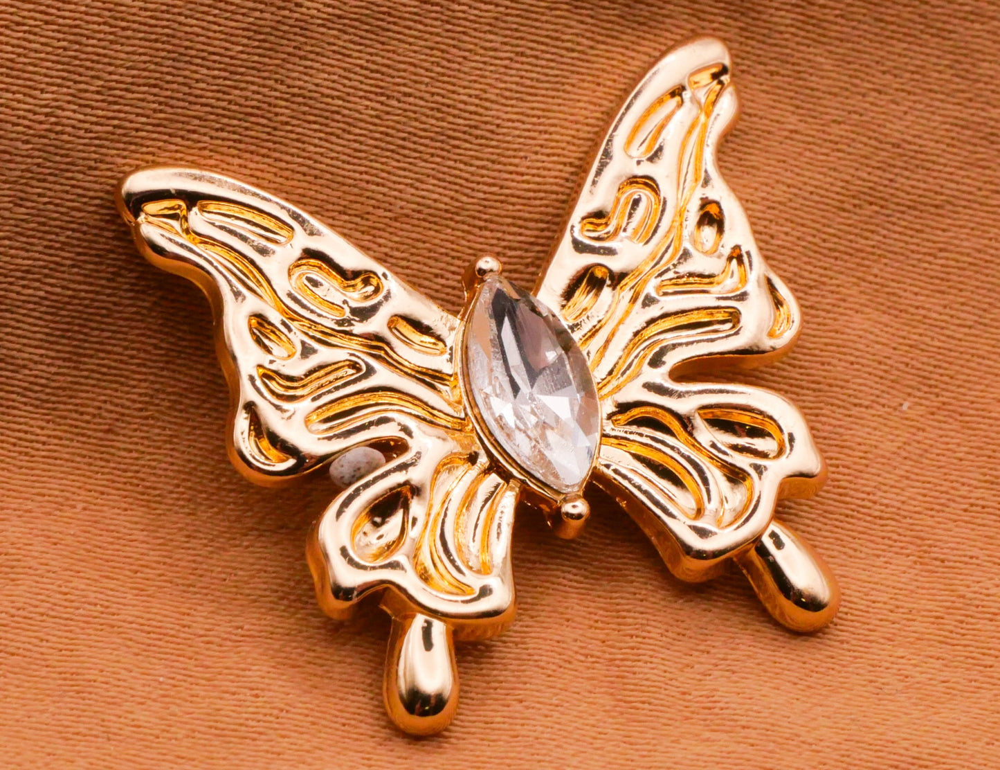 Butterfly Rhinestone Body Gold Silver Metal Button Various 21x22mm