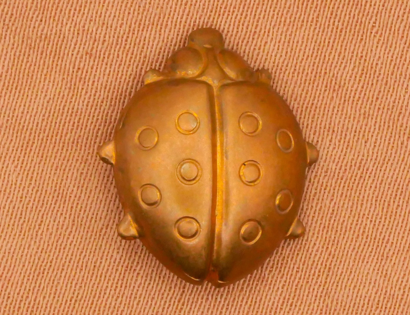 Ladybug Ladybird Insect Stamped Brass Button 13x15mm