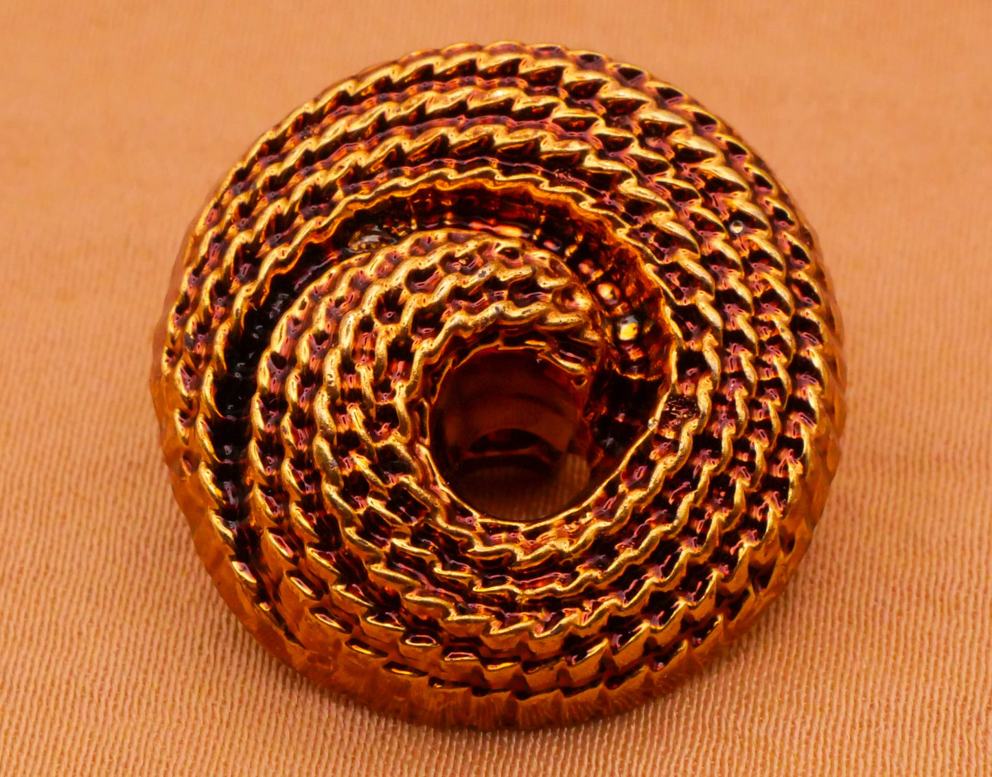 Rope Textured Coil Copper Bronze Plastic Pair of Buttons 23mm