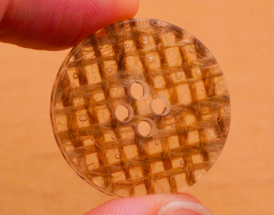 Burlap Natural Weave Resin Plastic Button 23mm