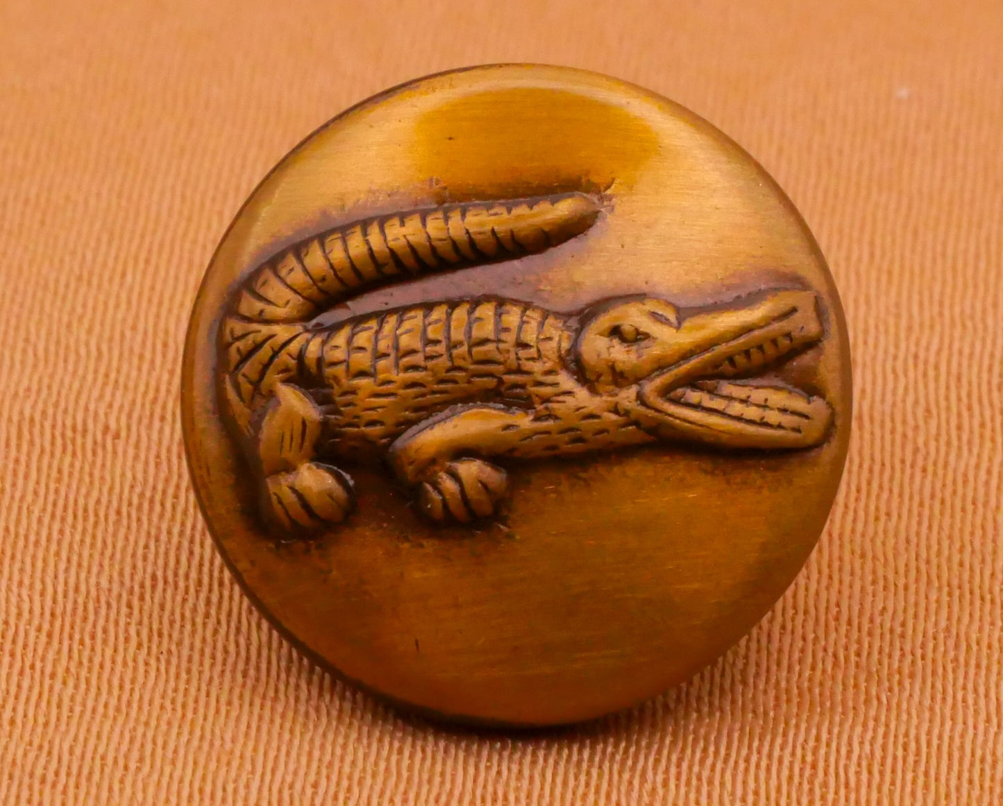 Lacoste Crocodile Alligator Vintage Brass Metal Button 16mm