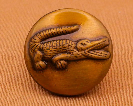 Lacoste Crocodile Alligator Vintage Brass Metal Button 16mm