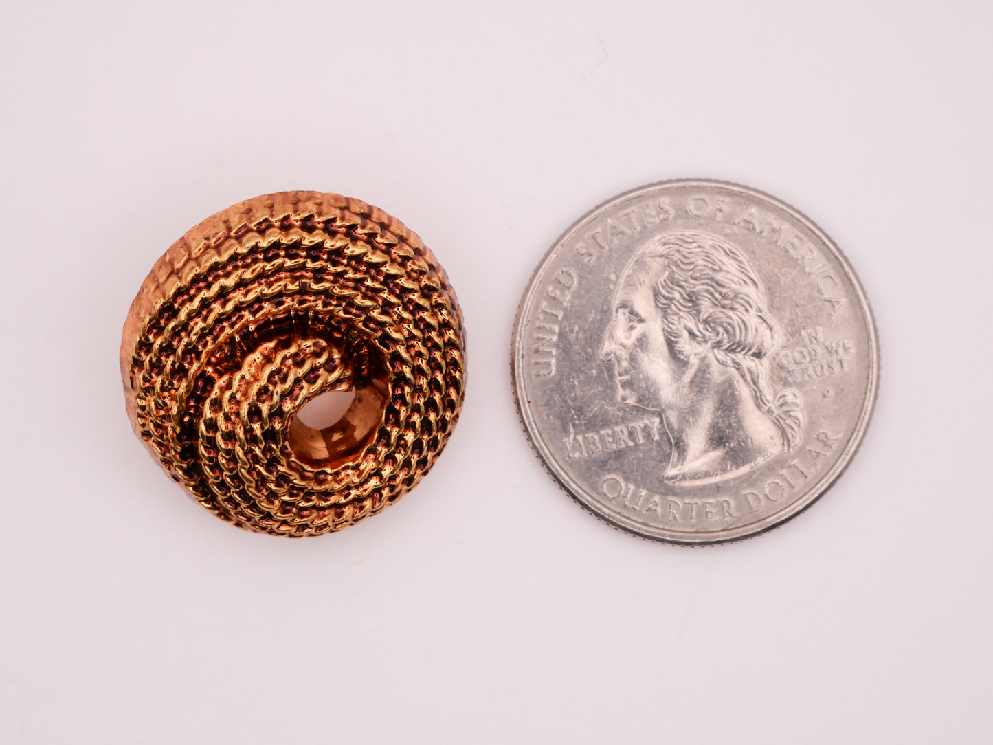 Rope Textured Coil Copper Bronze Plastic Pair of Buttons 23mm