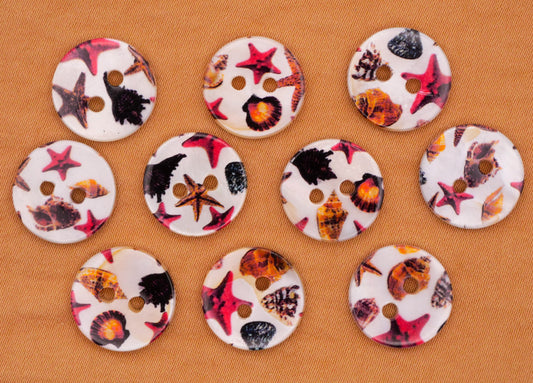 Mother of Pearl Seashell Natural Shell Set of Ten Buttons 14mm