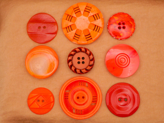 Orange Vintage Plastic Double Cut Housecoat Button Various 21-35mm