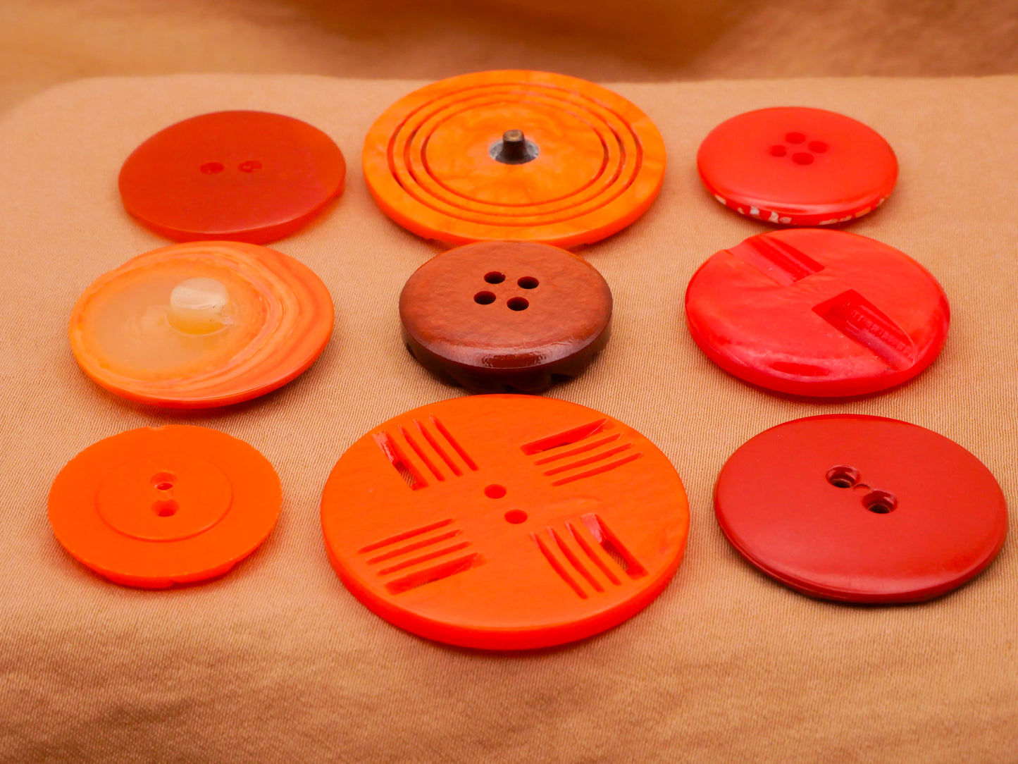 Orange Vintage Plastic Double Cut Housecoat Button Various 21-35mm
