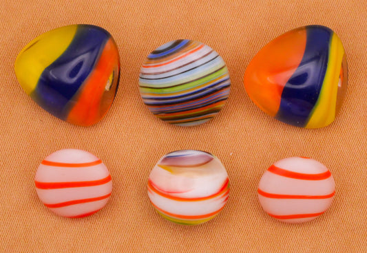 Colorful Orange Stripe Design in Glass Vintage Button Various 12-15mm