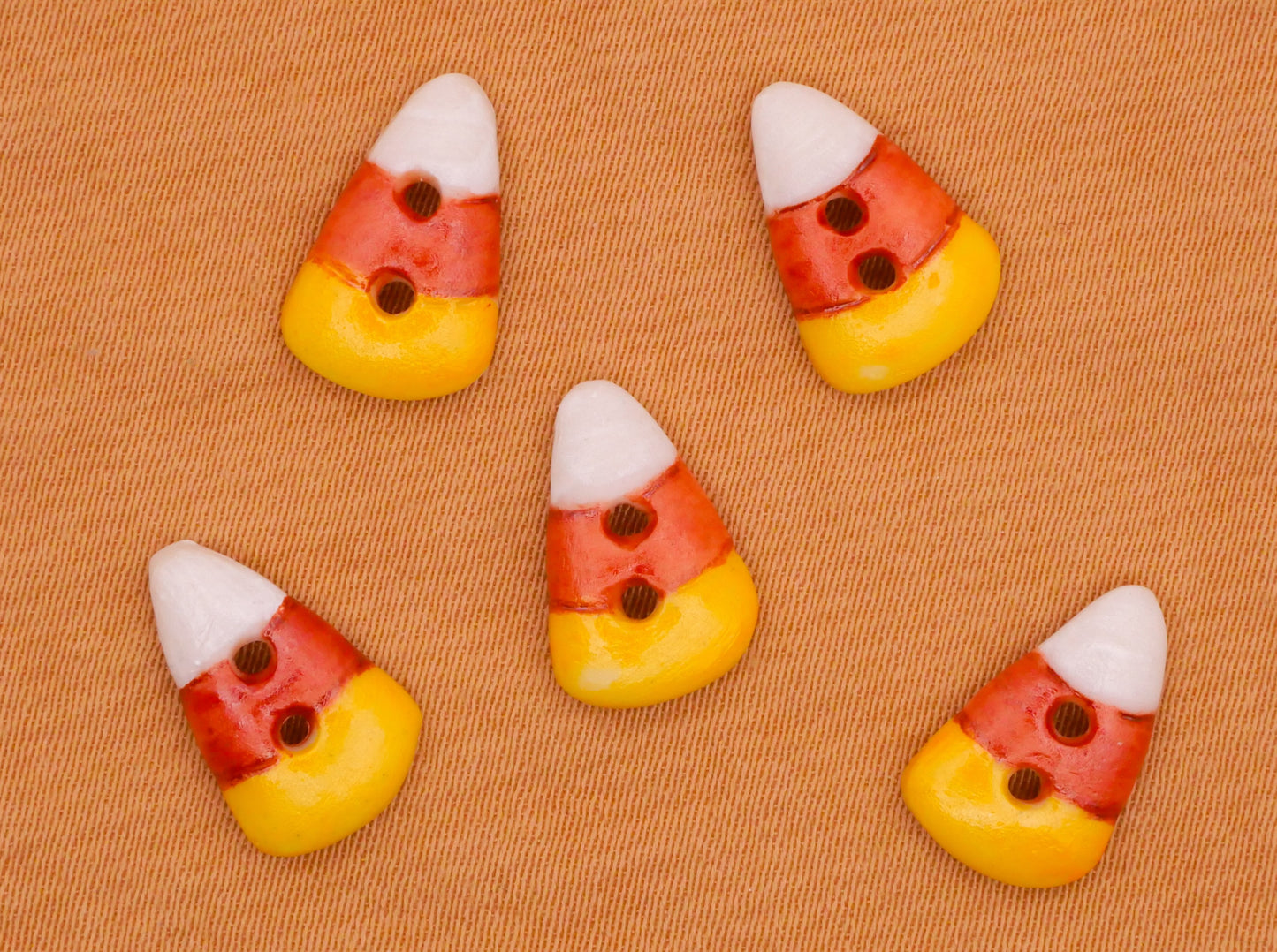 Candy Corn Halloween Hand-Painted Porcelain Ceramic Button 8x13mm