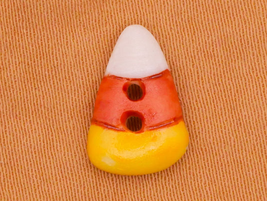 Candy Corn Halloween Hand-Painted Porcelain Ceramic Button 8x13mm