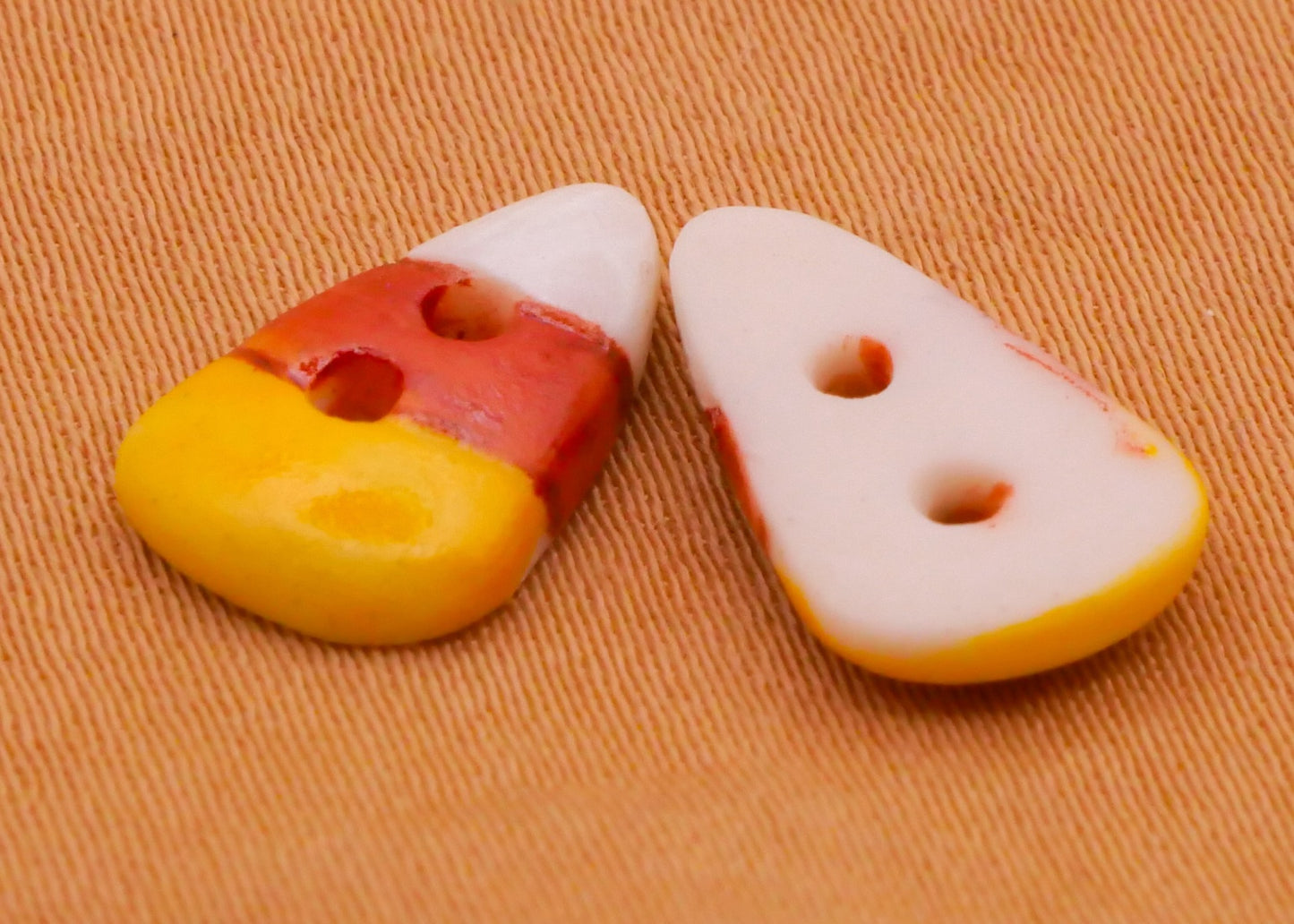 Candy Corn Halloween Hand-Painted Porcelain Ceramic Button 8x13mm